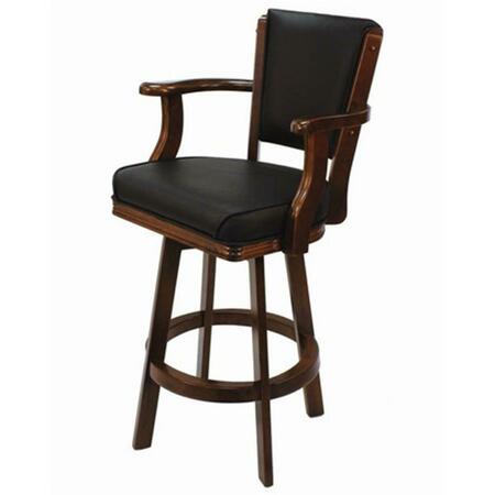 RAM GAME ROOM 30 In. Seat Height Backed Swivel Arms Barstool - English Tudor BSTL2-ET